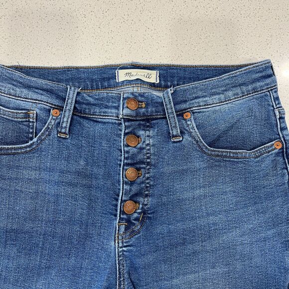 Madewell 9" Mid-Rise Skinny Crop Jeans Button Front Tencel Denim Edition Size 30 - Picture 13 of 13